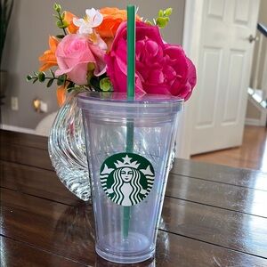 Starbucks Transparent Cup with Green Straw